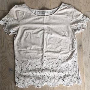 Loft mixed media eyelet / bead detail tee